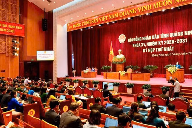 Quang cảnh kỳ họp Hội đồng nhân dân tỉnh Quảng Ninh khóa XV, nhiệm kỳ 2026-2031.