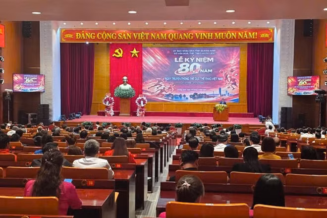 Quang cảnh Lễ kỷ niệm 80 năm Ngày truyền thống ngành thể dục thể thao Việt Nam.