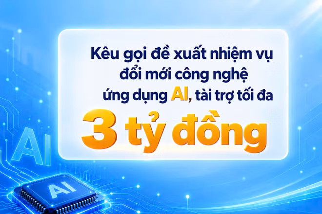 NATIF kêu gọi đề xuất nhiệm vụ đổi mới công nghệ ứng dụng AI năm 2026, tài trợ tối đa 3 tỷ đồng/nhiệm vụ, thời gian thực hiện không quá 12 tháng. (Ảnh: NATIF)