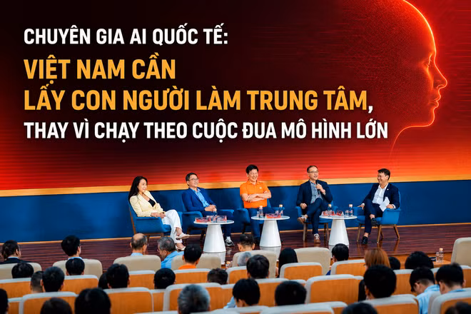 Các diễn giả tham gia tọa đàm tại sự kiện “AI: Shaping Human-Centered Innovation”.