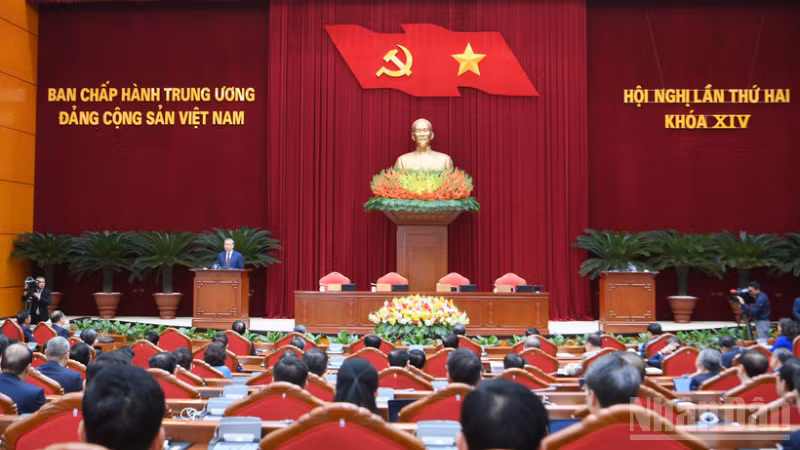 Phiên bế mạc Hội nghị lần thứ hai Ban Chấp hành Trung ương Đảng Cộng sản Việt Nam khóa XIV. (Ảnh ĐĂNG KHOA)