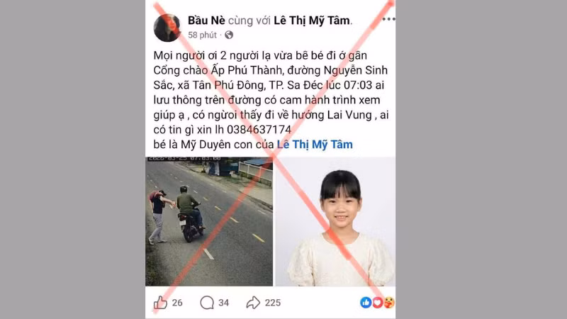 Tài khoản Facebook đăng tải thông tin sai sự thật.