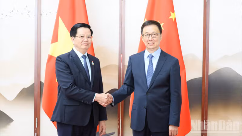 Phó Thủ tướng Chính phủ Mai Văn Chính và Phó Chủ tịch nước Cộng hòa nhân dân Trung Hoa Hàn Chính.