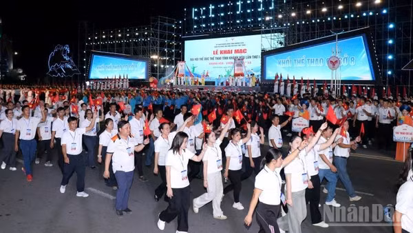 Các vận động viên tham dự Đại hội Thể dục thể thao tỉnh Khánh Hòa lần thứ I năm 2026. (Ảnh: VŨ TÂN)
