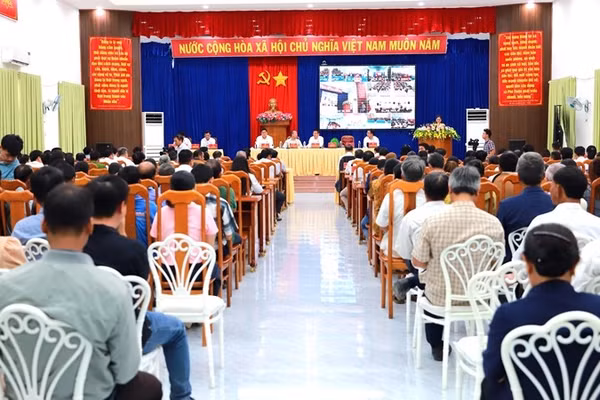 Hội nghị tổ chức tại điểm cầu chính xã Phú Thiện, tỉnh Gia Lai. (Ảnh: HOÀNG QUI)