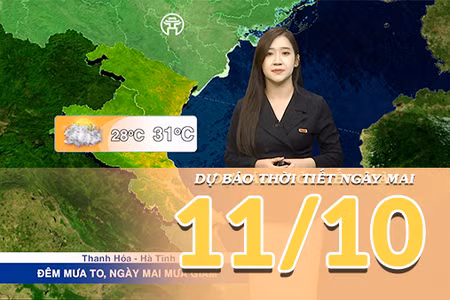 [Video] Dự báo thời tiết đêm nay và ngày mai 11/10/2026: Mưa giảm dần ở Bắc Bộ và Trung Bộ, Nam Bộ đề phòng mưa dông
