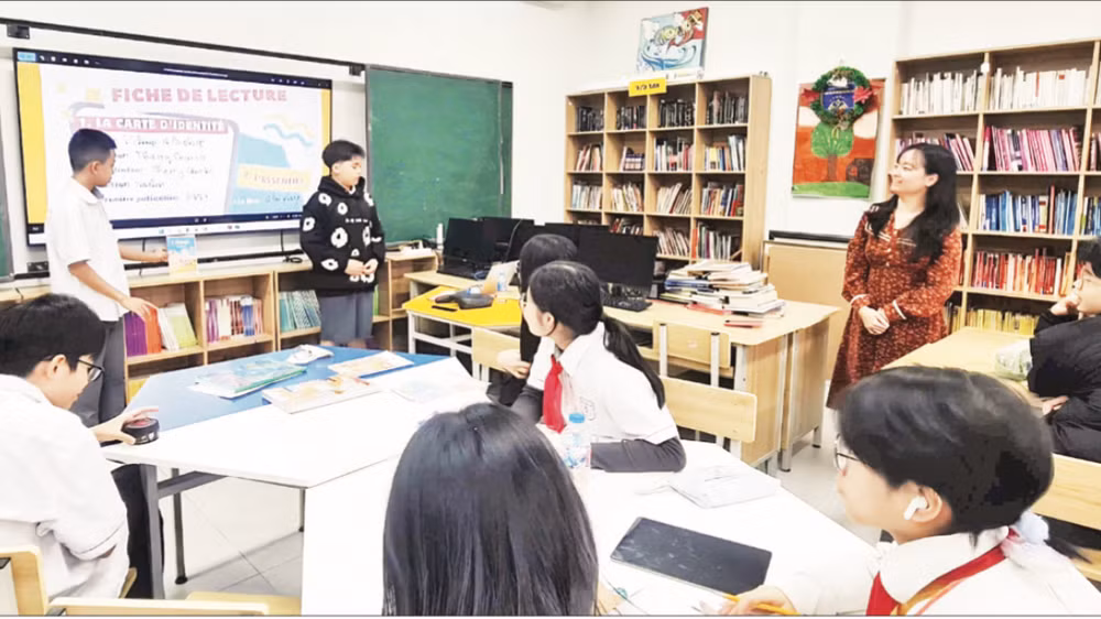 Giờ thực hành của học sinh Trường trung học cơ sở Chu Văn An, thành phố Hà Nội.