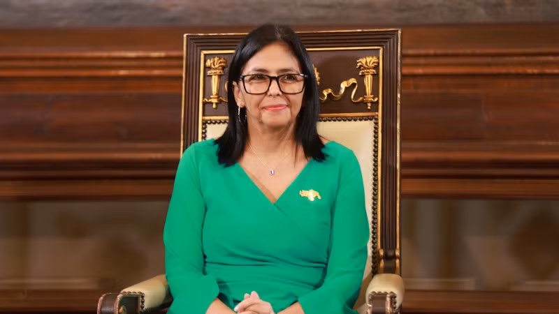 Bà Delcy Rodriguez tại lễ tuyên thệ nhậm chức quyền Tổng thống Venezuela, tại Caracas, ngày 5/1/2026. (Ảnh: THX/TTXVN)