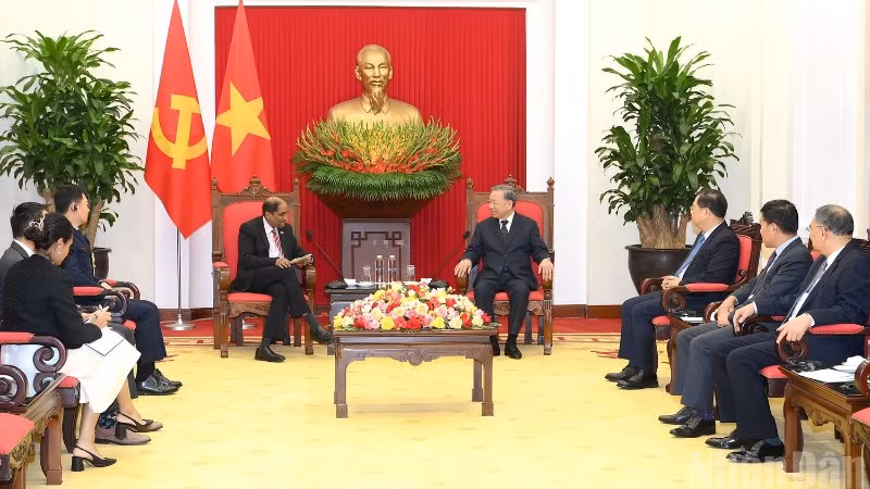 Quang cảnh cuộc tiếp tại Trụ sở Trung ương Đảng. (Ảnh: ĐĂNG KHOA)