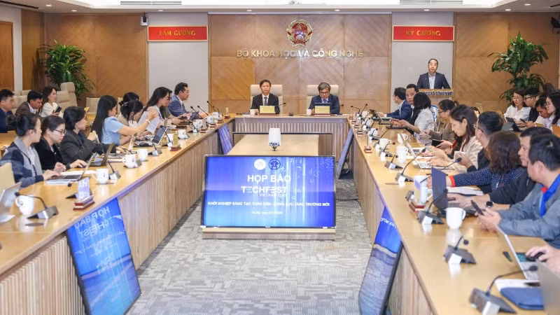 Họp báo về Ngày hội Khởi nghiệp Đổi mới sáng tạo - TECHFEST Việt Nam 2025, chiều 3/12.