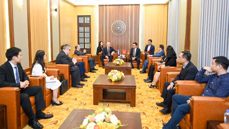 Quang cảnh buổi tiếp. (Ảnh: THẾ ĐẠI)