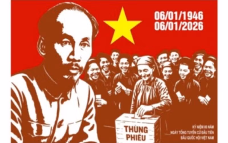 Tác phẩm: Kỷ niệm 80 năm Ngày Tổng tuyển cử đầu tiên bầu Quốc hội Việt Nam (06/01/1946-06/01/2026) của tác giả Nguyễn Anh Minh - tỉnh Phú Thọ.