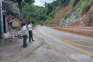 Ngày 23/7, lãnh đạo Cục Đường bộ Việt Nam trực tiếp đi tới khu vực bị sạt lở do ảnh hưởng của bão số 3 để chỉ đạo khắc phục hậu quả.