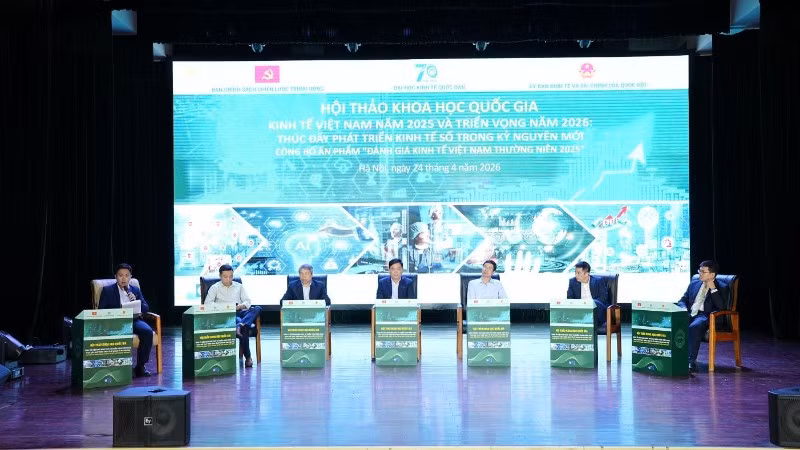 Hội thảo "Kinh tế Việt Nam năm 2025 và triển vọng năm 2026: Thúc đẩy phát triển kinh tế số trong kỷ nguyên mới” diễn ra ngày 24/4 tại Hà Nội.