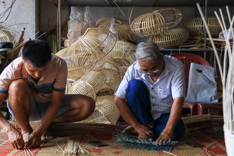Làng nghề mây tre đan Phú Vinh, Hà Nội. (Ảnh: HÀ NAM)