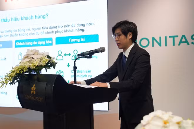 Ông Takumi Aoki, Giám đốc DIY Research Platform Division tại Monitas phát biểu ý kiến tại sự kiện ra mắt nền tảng millme.