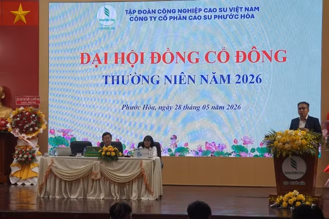 Quang cảnh Đại hội đồng cổ đông thường niên năm 2026 Công ty cổ phần Cao-su Phước Hòa.