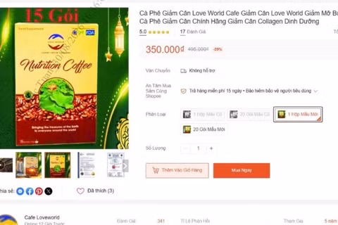Hình ảnh nghi ngờ vi phạm quảng cáo của sản phẩm thực phẩm bổ sung Love World Nutrition Coffee. (Ảnh: Cục An toàn thực phẩm cung cấp)