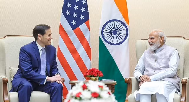 Thủ tướng Ấn Độ Narendra Modi tiếp Bộ trưởng Ngoại giao Mỹ Marco Rubio. (Ảnh: X@narendramodi)