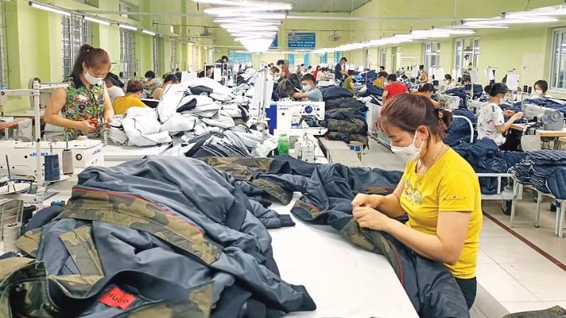 Sản xuất hàng may mặc xuất khẩu tại Tổng công ty cổ phần Dệt may Nam Định.