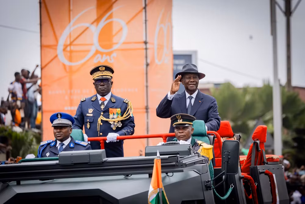 Tổng thống Alassane Ouattara chủ trì hoạt động mừng Quốc khánh Côte d’Ivoire. Ảnh: Trang X chính thức của Tổng thống Côte d’Ivoire.