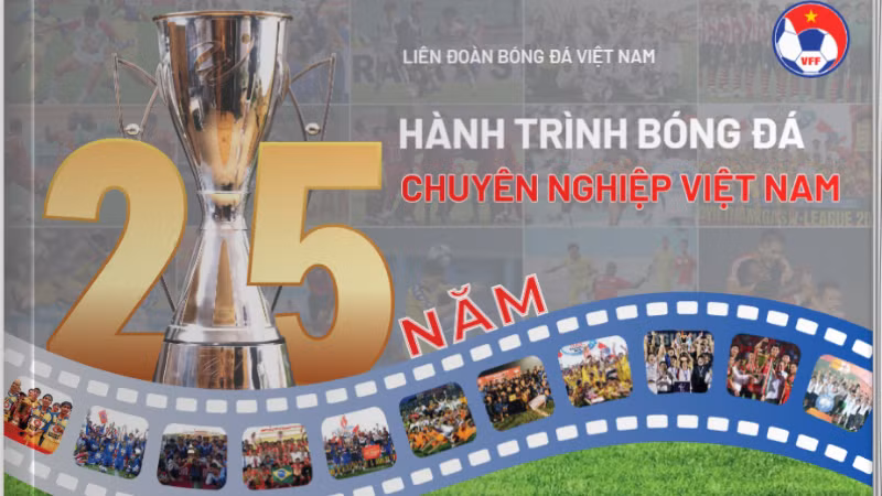 Bìa sách 25 năm Hành trình bóng đá chuyên nghiệp Việt Nam.