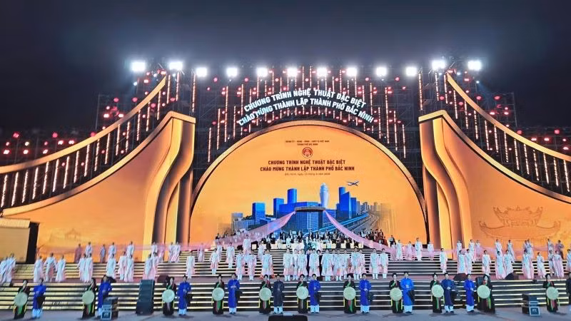Chương trình nghệ thuật đặc biệt “Mạch nguồn Kinh Bắc - Vươn cao thời đại”. (Ảnh: VH)