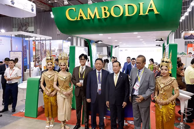 Gian hàng của Campuchia tại Hội chợ Du lịch Quốc tế Thành phố Hồ Chí Minh năm 2026. (Ảnh: Ban tổ chức).