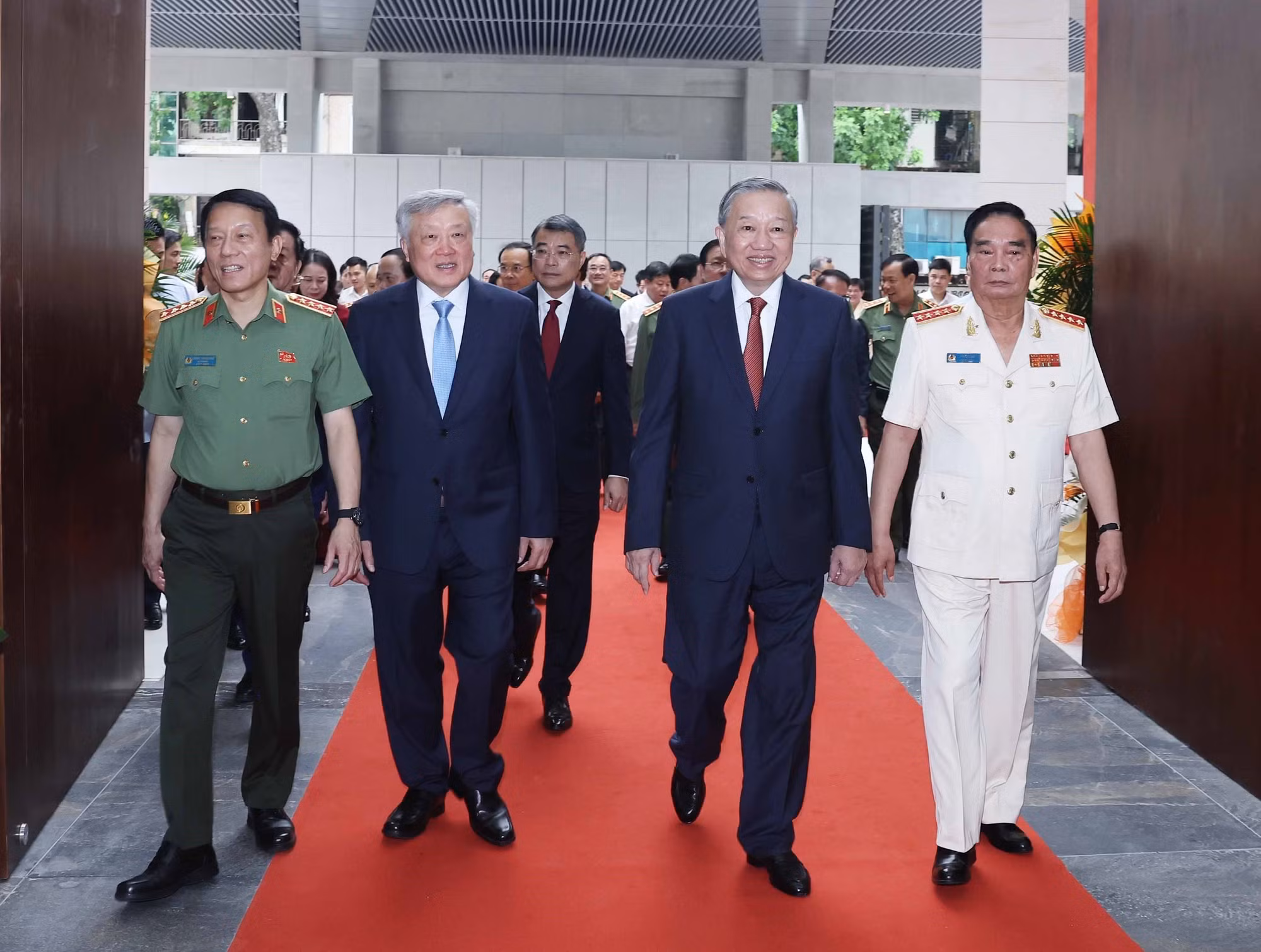 Tổng Bí thư Tô Lâm đến dự Lễ khánh thành công trình Trụ sở Bộ Công an. (Ảnh: THỐNG NHẤT-TTXVN)