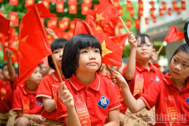 Học sinh Trường tiểu học Nhân Chính, phường Thanh Xuân, thành phố Hà Nội. (Ảnh: THẾ ĐẠI) 