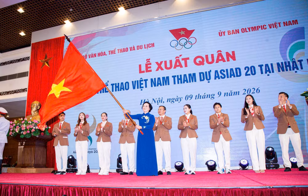Lễ xuất quân Đoàn thể thao Việt Nam tham dự ASIAD 20 tại Nhật Bản.