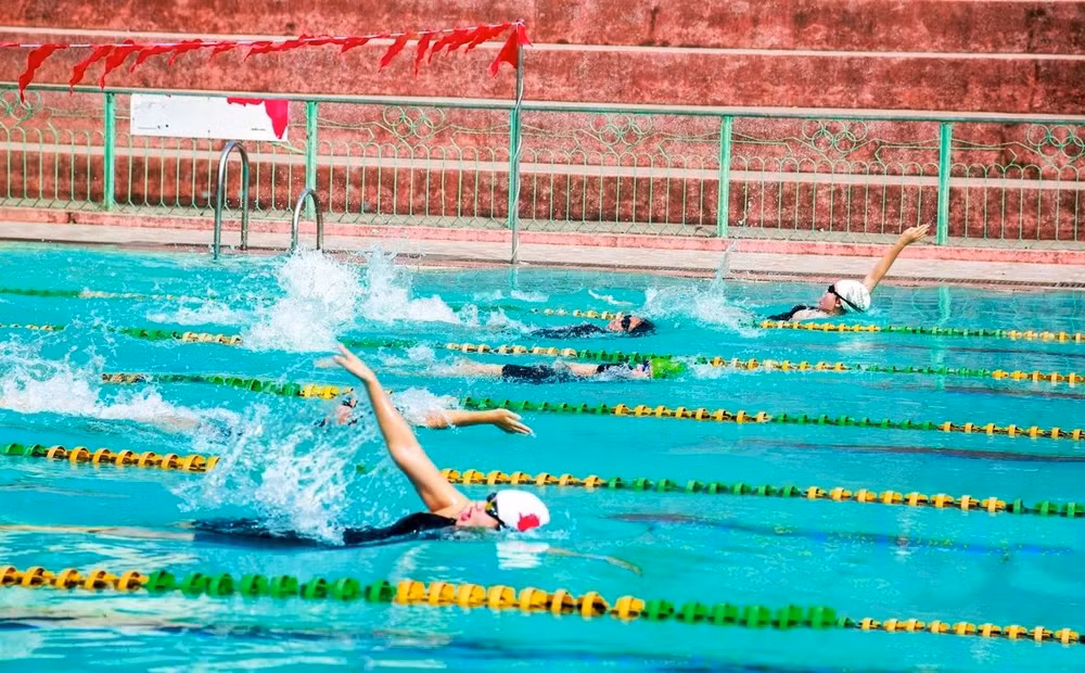 Thi đấu môn bơi tại Đại hội TDTT tỉnh lần thứ X. Ảnh: Báo Thanh Hóa
