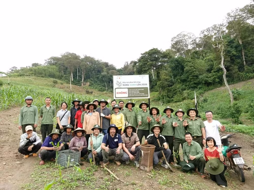 Chương trình “Rừng Xanh Lên 2026 - Phủ xanh Đại ngàn" được triển khai tại xã Krong, tỉnh Gia Lai. Ảnh: PanNature. 