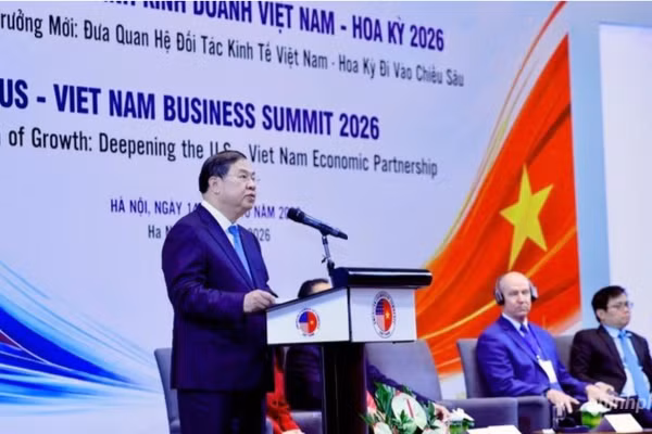 Phó Thủ tướng Thường trực Chính phủ Phạm Gia Túc phát biểu ý kiến tại Hội nghị Thượng đỉnh Kinh doanh Việt Nam-Hoa Kỳ năm 2026. (Ảnh: chinhphu.vn/Phương Nguyên)