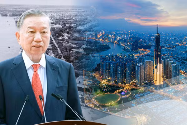 Tổng Bí thư, Chủ tịch nước Tô Lâm phát biểu tại Lễ kỷ niệm 50 năm Ngày thành phố Sài Gòn-Gia Định mang tên Chủ tịch Hồ Chí Minh. (Ảnh: Thống Nhất/TTXVN)