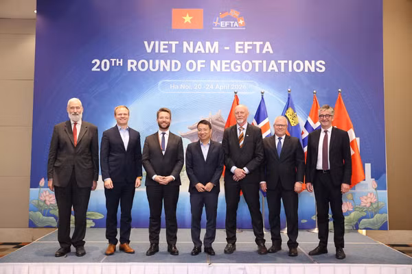 Các đại biểu dự phiên đàm phán Hiệp định thương mại tự do giữa Việt Nam và Hiệp hội Thương mại tự do châu Âu (EFTA), trong đó có Liechtenstein. (Ảnh: Ban Thư ký EFTA)