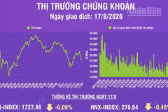 [Infographic] Chứng khoán ngày 17/8: VN-Index giảm nhẹ 1,62 điểm, thanh khoản thị trường giảm