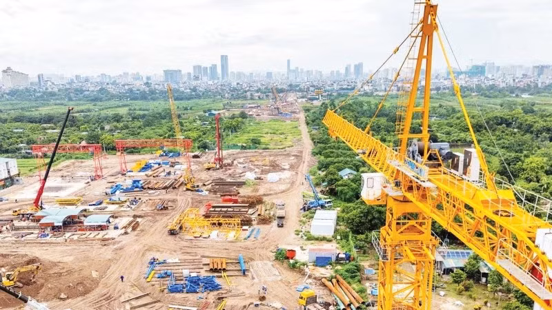 Công trường thi công dự án cầu Tứ Liên (Ảnh THỦY NGUYÊN)