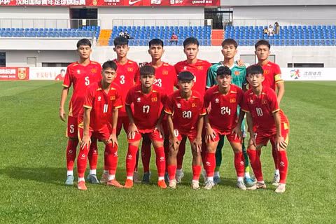Đội hình xuất phát của U16 Việt Nam. (Ảnh: VFF)