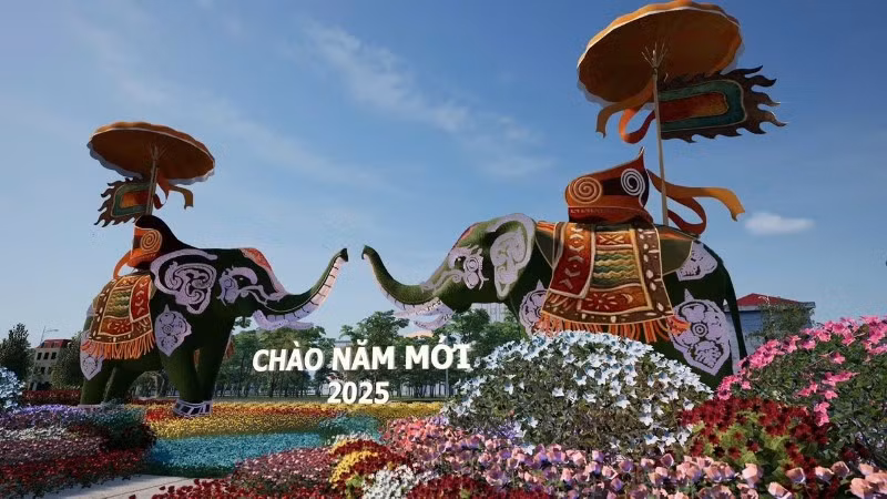 Hình ảnh một lễ hội hoa, cây cảnh tại xã Mê Linh (Hà Nội). 