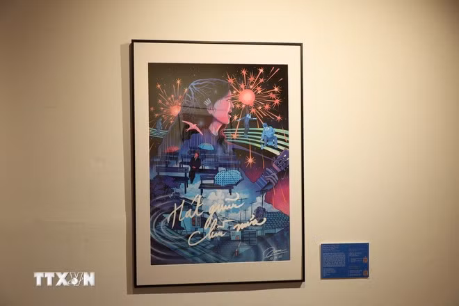 Poster giới thiệu phim "Hát giữa chiều mưa" (1990) - một bộ phim nhạc kịch của đạo diễn Trần Phương. (Ảnh: Phong Hà/TTXVN)