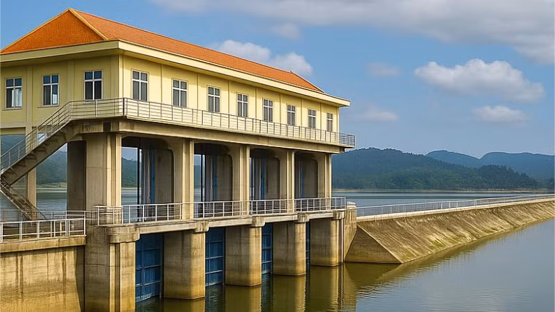 Công trình thủy lợi, nơi cung cấp nguồn nước sạch cho sản xuất và sinh hoạt của người dân.