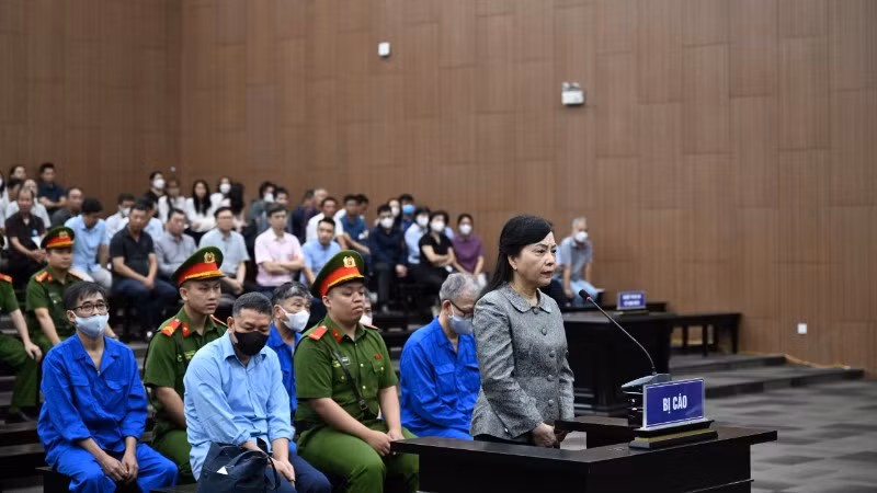 Cựu Bộ trưởng Y tế Nguyễn Thị Kim Tiến tại phiên tòa.
