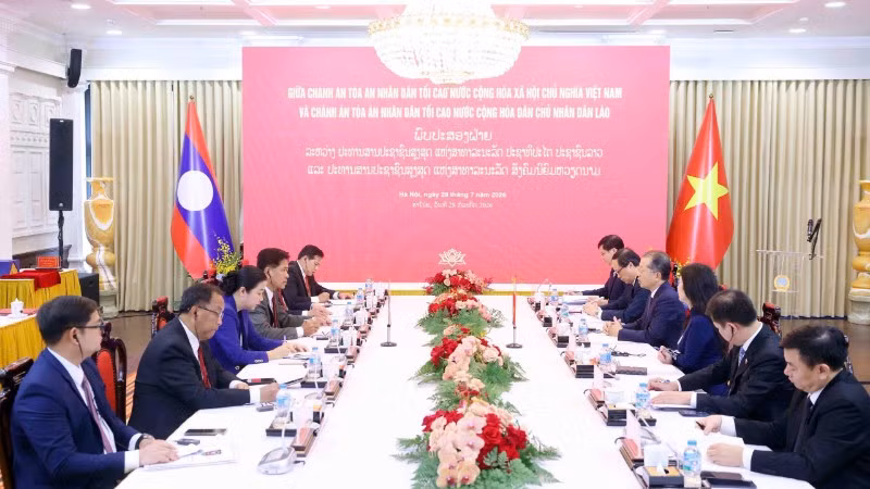 Quang cảnh hội đàm. (Ảnh: PHẠM KIÊN)