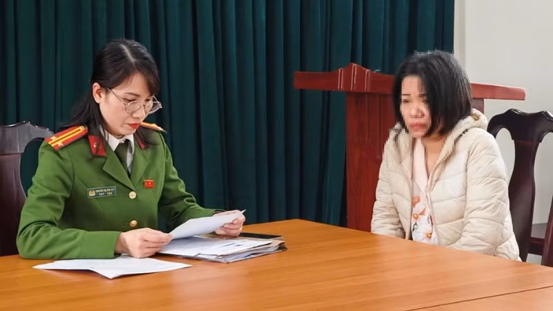 Bị cáo Trương Thị Bắc tại cơ quan điều tra. (Ảnh: Bộ Công an)
