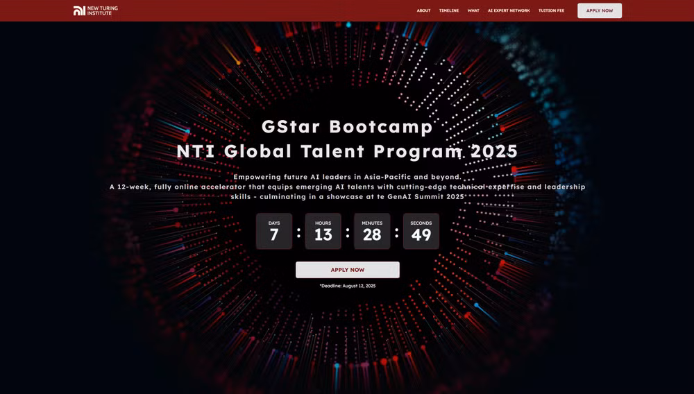 Giao diện website chương trình GStar Bootcamp - NTI Global Talent 2025.