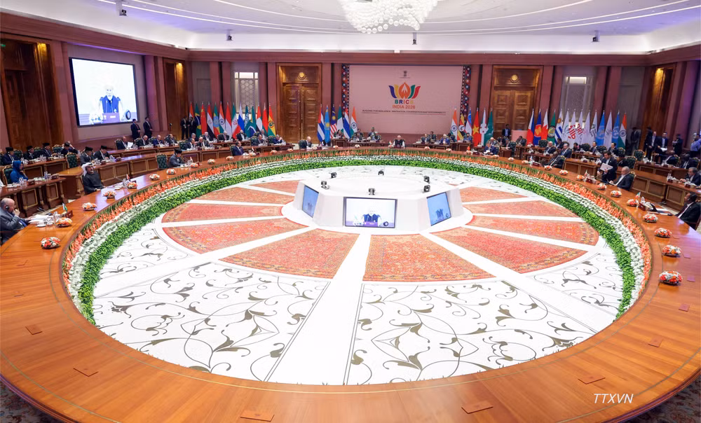 Các nhà lãnh đạo của khối đã nhất trí thông qua Tuyên bố New Delhi 2026 mà không có bất kỳ ý kiến nào phản đối. (Ảnh: TTXVN)