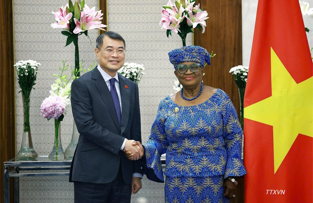 Thủ tướng Lê Minh Hưng tiếp bà Ngozi Okonjo-Iweala, Tổng Giám đốc Tổ chức Thương mại Thế giới (WTO). (Ảnh: TTXVN)