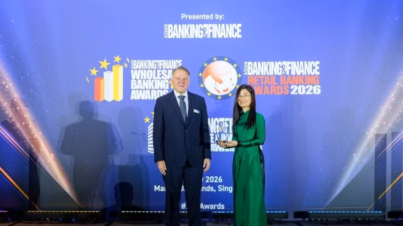 Vietcombank lập cú đúp giải thưởng quản lý rủi ro tại Asian Banking & Finance Awards 2026.