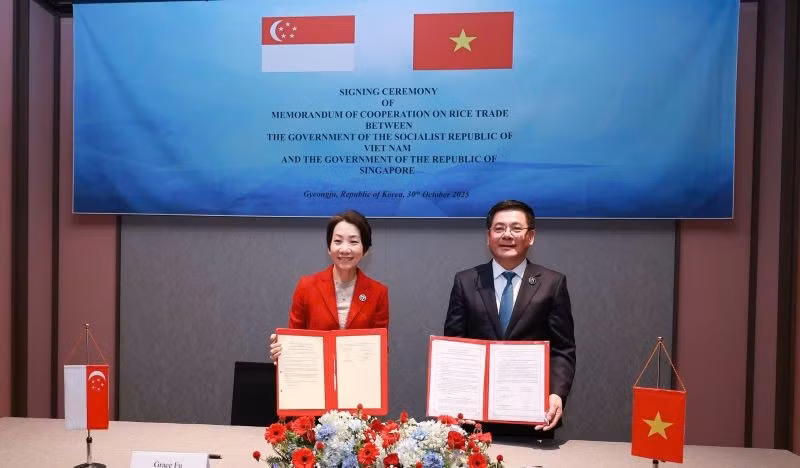 Bản ghi nhớ hợp tác được ký bởi Bộ trưởng Phát triển Bền vững và Môi trường, kiêm Bộ trưởng phụ trách Quan hệ Thương mại Singapore Grace Fu, và Bộ trưởng Công thương Việt Nam Nguyễn Hồng Diên.